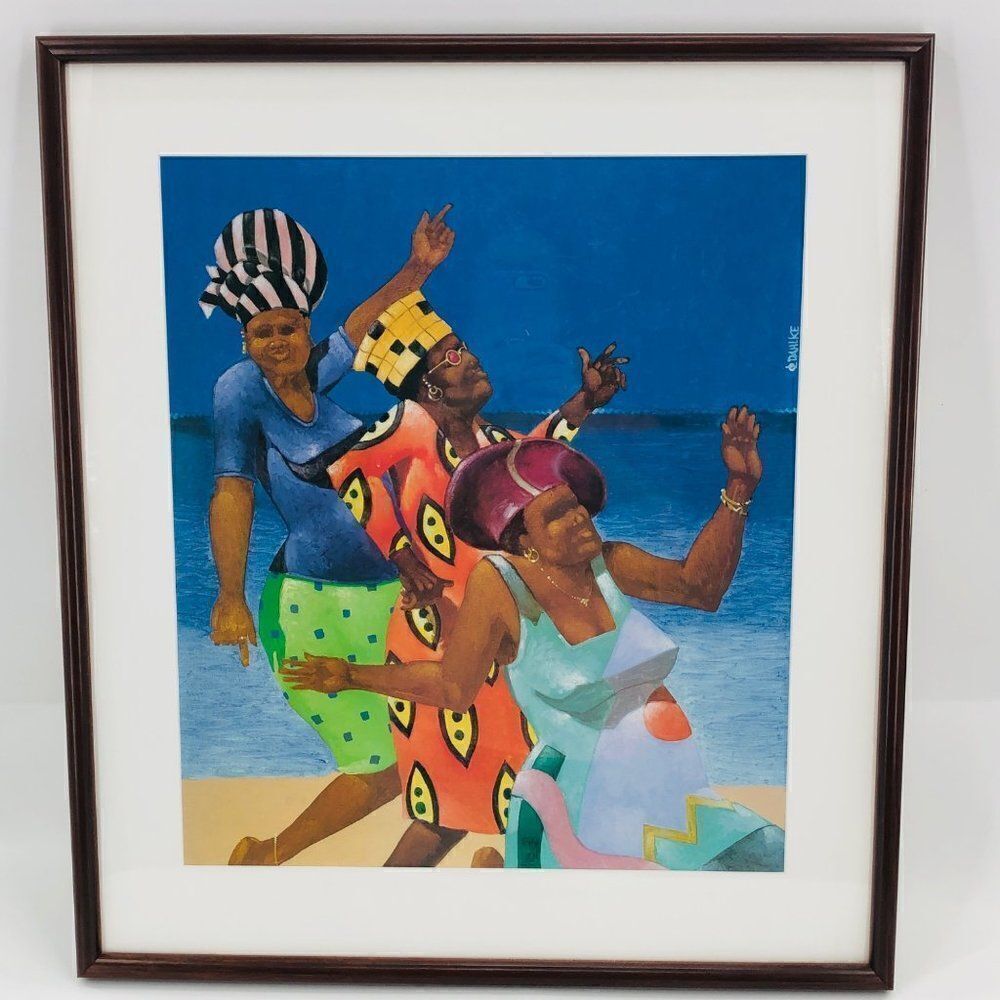 Don Dahlke "Dancing Dem" Framed Print Beach Tropical Island Caribbean Women